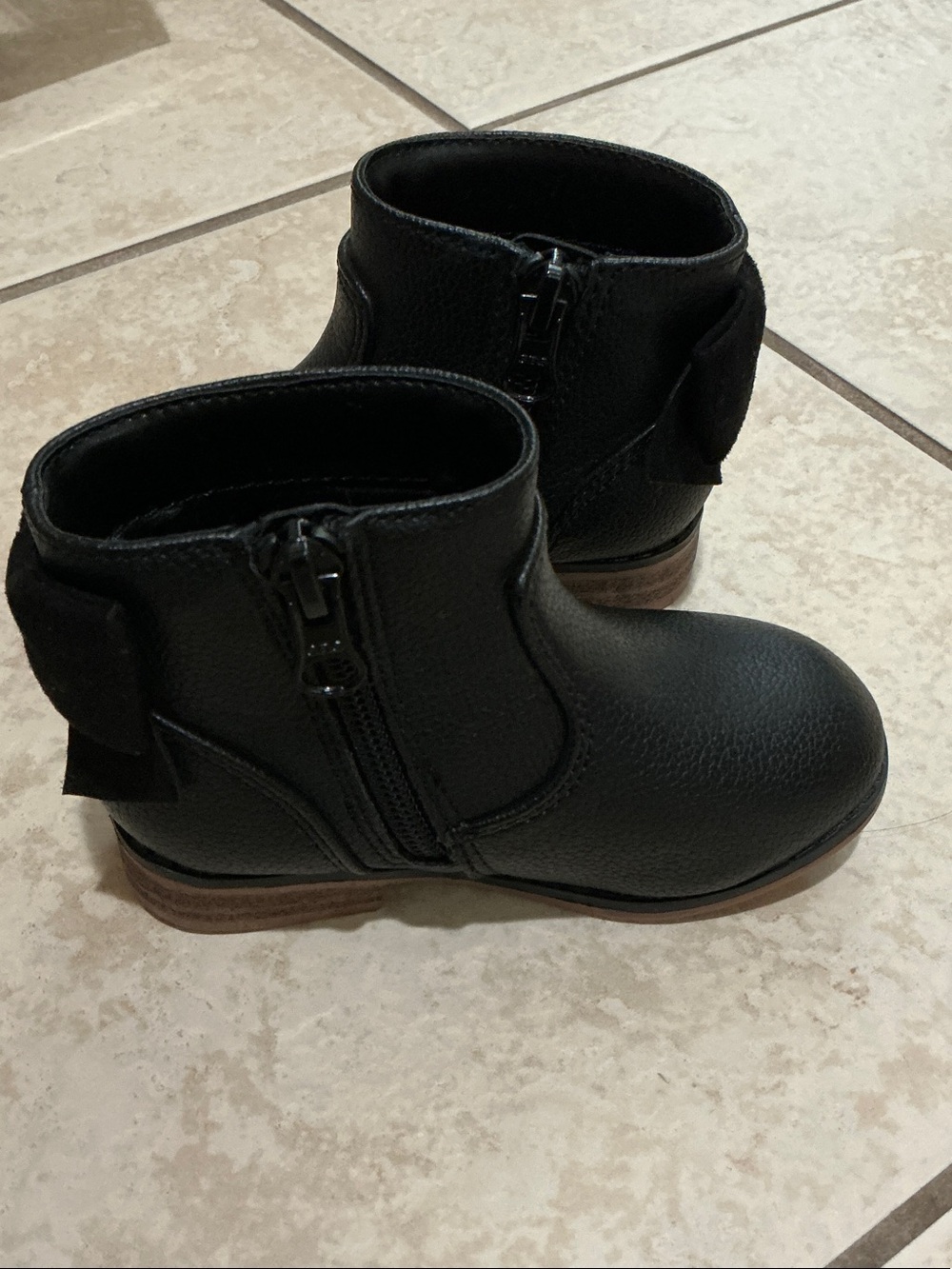 Cat & Jack Black Ankle Boots with Bow Accent
